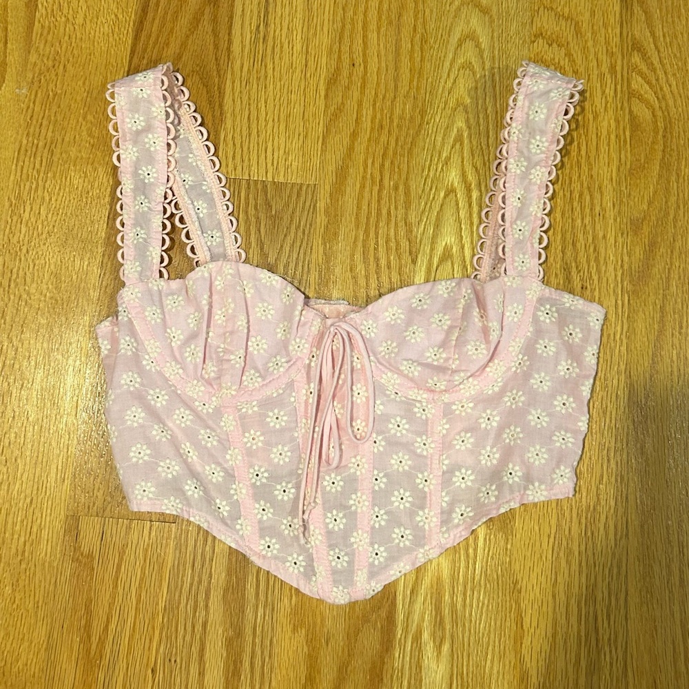 Pink Lace Bustier Top